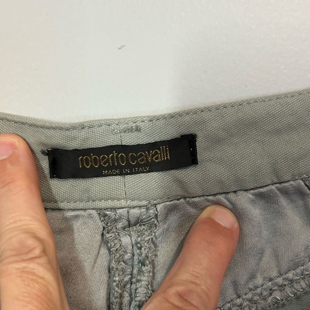 Roberto Cavalli cropped Riding Pants Satin detail Steel Size S $875 - Picture 5 of 15